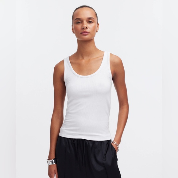 Madewell Drapey Tank Top Ribbed White M (6-8) NWT Modal Blend - Picture 1 of 10